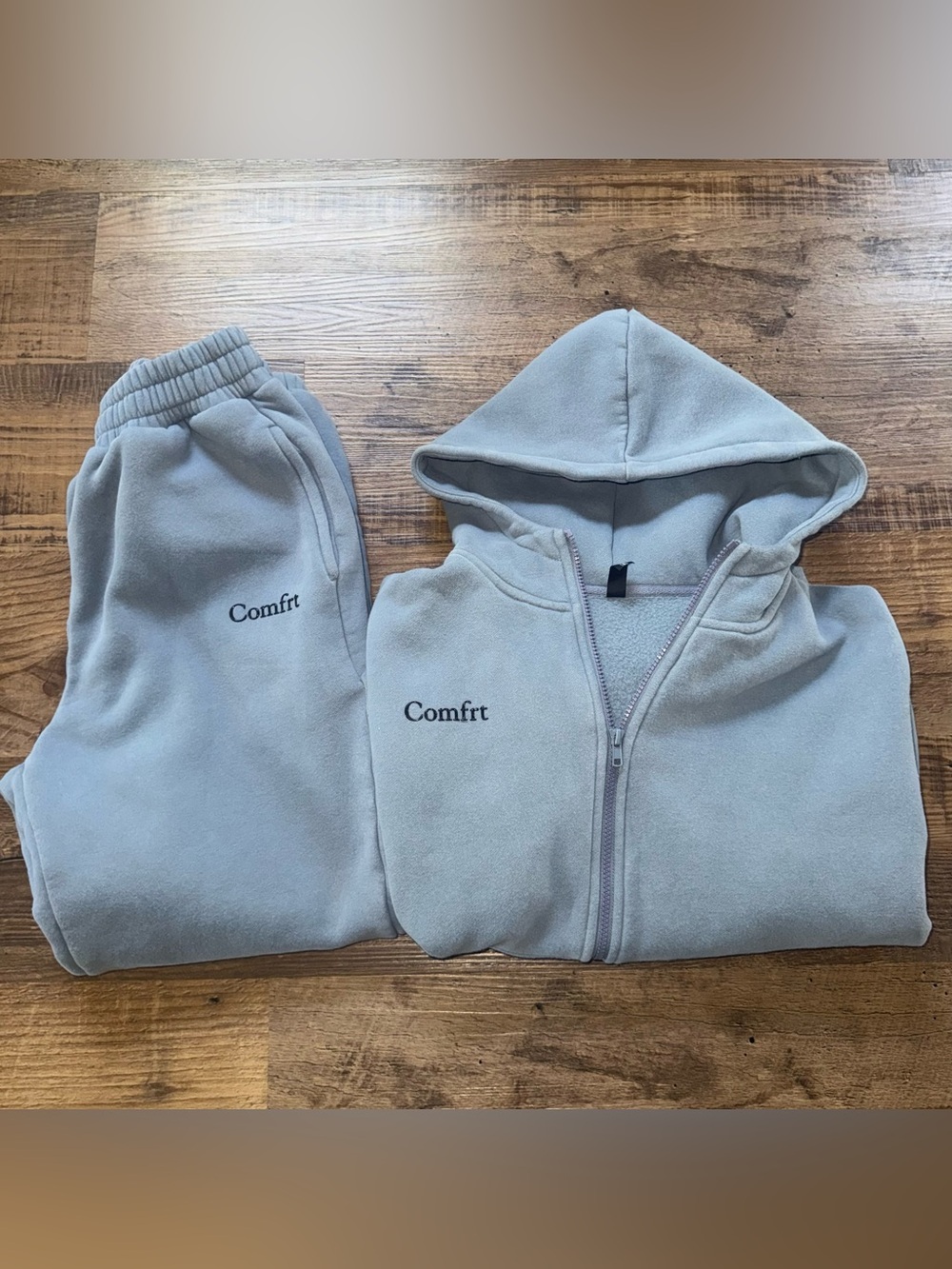 Comfrt Small Blue Zip Up Hoodie Sweatpants Set Matching Lounge 2 piece